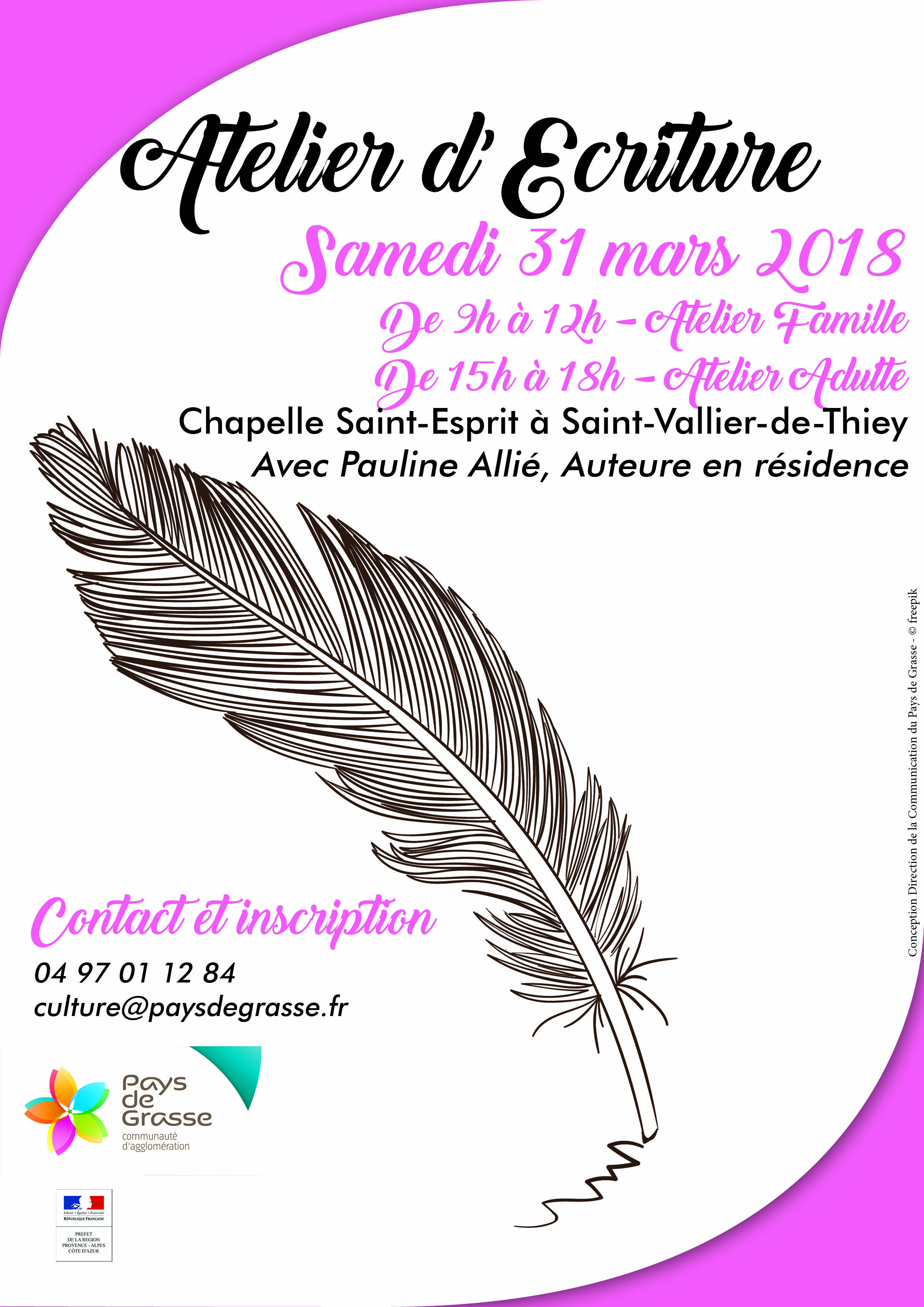 Atelier d'écriture Chapelle Saint Esprit Saint Vallier